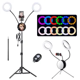 Xcceries 01rlk010-rgb-6inx2 2x 7 Inch Rgb Dual Led Ring Light Stand Mirror Phone Holder Video Makeup Selfie Vlog #2