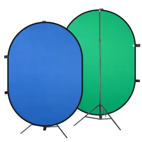 Xcceries 767571297665 7x5 Ft Dual Side Green Blue Popup Backdrop Stand 7 Inch Rgb Led Ring Light For Live #2