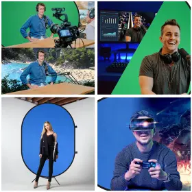 Xcceries 767571297665 7x5 Ft Dual Side Green Blue Popup Backdrop Stand 7 Inch Rgb Led Ring Light For Live #3