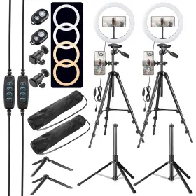 Xcceries 767571306695 2pcs 12 Inch Led Ring Light Dimmable Tripod Stand Phone Holder Photo Makeup Video