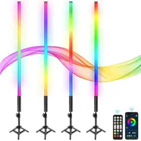 Q1001 Xyzfnlcw 4 Pack 4ft Tube Lights With Tripod 5200mah Rechargeable Battery Sound - Act