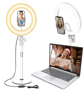 B01h1u6p32 Yarrashop 10.5 Inch Ring Light With Stand And Phone Holder Zoom Lighting For Computer Video