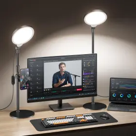 F-626 Yarrashop 2 Packs Desk Ring Light With Stand Adjustable Desktop Phone Holde