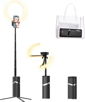 Yayusi 313049810883 Portable Ring Light With Stand 4000mah Battery Operated Cordless 10 Inch Rin