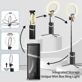 Yayusi 800689593424 Portable Ring Light With Stand 4000mah Battery Operated 10 Inch #3