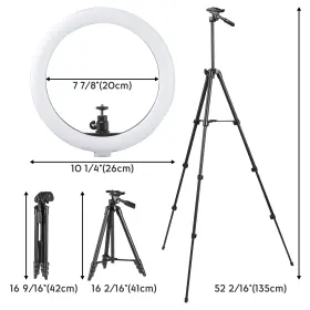 01rlk001-led10in Yescom 10 Inch Led Ring Light With Selfie Stick And Tripod Stand Kit For Phone Video Live Stream #3