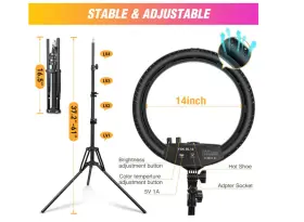 Yesker 767912578057 14 Inch Led Ring Light Kit With Tripod Stand Phone Holder Adjustable Color #2