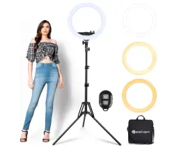 Yesker 767912578057 14 Inch Led Ring Light Kit With Tripod Stand Phone Holder Adjustable Color