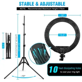Ysk013 Yesker Ring Light 18 Inch Led Ringlight Kit With 73 Tripod Stand Phone Hol #3