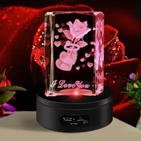 Rnd-120-bk Yvv Led Rotating Display Stand Lighted Base-crystal Glass Art 360 Degree Au #2