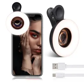 Yzzy 661918943621 Macro Lens For Iphone And Android With Mini Clip Ring Light Portable Recharg