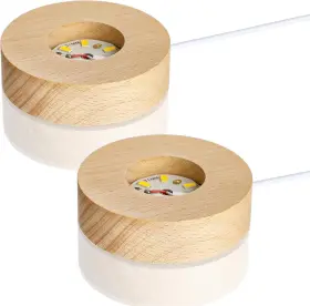 Gs2357800 Zeershee 2pcs Led Wood Display Stand For 3d Crystal Glass Resin Art Light Wooden