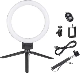 Zehuoge 689739645906 8 Inch Led Ring Light With Tripod Stand Rotatable Phone Holder And Remote Controller &