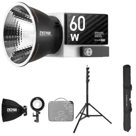 C040012am2 Zhiyun Molus G60 60w Bi-color Pocket Cob Led Light Combo Kit With 9.5ft Stand