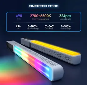 Cf100 Zhiyun Cinepeer 100w Led Video Light Wand Rgb Color 2700k 6500k Portbl New #3