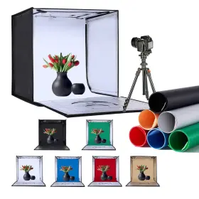 Zkeezm 722563940738 Light Box Photography 20 Inch X20 With 80led Lights And 6 Color Backdrops Photo B