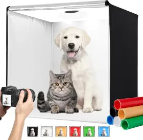 Zk-ry-06 Zkeezm Photo Studio Light Box Photography 32 X32 With 100 Led And 6 Colors Backdrops