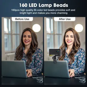 Zyrubwoe 740170274138 160 Led Clip-on Cell Fill Light Rechargeable Video Adjustable Color T #3