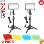 2 Pack Led Video Photography Lighting Kit With Tripod & Colored Filters. Fixed Price $33.99.