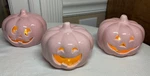 Martha Stewart Led Light Up Pumpkins (3) Pink Jack O Lanterns Batteries Inc Nib. Fixed Price $24.99.