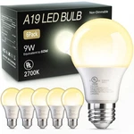 Tjoy A19 Led Light Bulbs, 60 Watt Equivalent Pack, 2700K Soft White. Fixed Price $18.99.