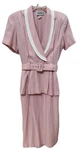 Vintage Studio Pink White Belted Peplum Dress Sz 10 Shoulder Pads Classic 80S. Fixed Price $29.00.