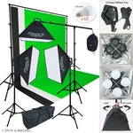 2000 Watt Photo Studio Lighting Kit With 3 Color Muslin Backdrop Stand AM247. Fixed Price $179.99.