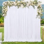 White Backdrop Polyester Background Drapes 10FT X 8FT Wedding Curtain Backdro.... Fixed Price $39.02.