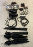 Smith Victor FL200K Lighting Kit W/ 200IX Flashlites, Tripods, Umbrellas, Plus. Fixed Price $60.00.