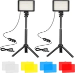 Led Video 2-PACK, 5600K Dimmable Usb Photo Lights With Mini Tripod And Col. Fixed Price $36.85.
