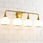 Hahzt Brass Gold Bathroom Fixtures 4LIGHTS Vanity With Milky White. Fixed Price $89.99.