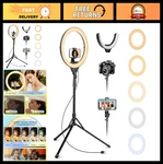 Aureday 14IN Selfie Ring Light 62IN Tripod Stand Phone Holder Dimmable Led. Fixed Price $52.99.