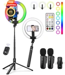 Yeaki Vlogging Kit For Iphone/android - 10" Selfie Ring Light With 74".... Fixed Price $63.99.