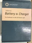 Promaster VL380 Battery And Charger Kit For Led Studio Light New In Box. Fixed Price $23.99.