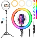 Weilisi 10" Ring Light With Stand 72'' Tall & Phone HOLDER,38 Color Modes Selfie. Fixed Price $41.71.