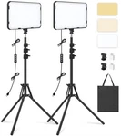 Pack Led Video Light With 63'' Tripod Stand, Obeamiu 2500-8500K Dimmable Photo. Fixed Price $64.16.