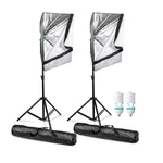 Limostudio Black/silver Rectangular Softbox With Single Socket Complete Kit Set. Fixed Price $40.00.