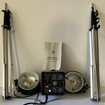 Photogenic Photomaster PM08 Pro 800 W/s 2 Head Light Kit Stand Sync Cord. Fixed Price $250.00.