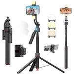 Brdoogu Phone Tripod With Light & Bluetooth Remote, 69.3" Auto Face Tracking. Fixed Price $71.86.