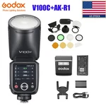 Godox V100C 100W 2.4G Round Head Flash Light SPEEDLITE+AK-R1 Filter Kit Fr Canon. Fixed Price $358.00.