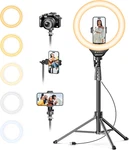 Ubeesize 12'' Selfie Ring Light With 62 Tripod Stand For Video Recording, Live. Fixed Price $46.85.
