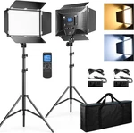 D50 Photography Lighting With Barn Door, 2-PACK 15.4" Led Video Remot. Fixed Price $129.99.