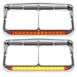 Wodvyss 2X 4X6 Headlight Bezel With 12" Amber Lens Led Light, Chrome Housi. Fixed Price $67.54.