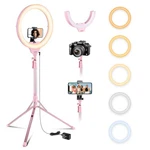 Aureday 14 Pink Selfie Ring Light With 62 Tripod Stand Phone Holder, Dimm.... Fixed Price $90.16.