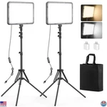 Kmasic 2-PACK Led Video Lighting Kit With 63'' Tripod Dimmable 2500-8500K, 15W. Fixed Price $104.98.