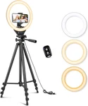 10'' Ring With 50'' Extendable Tripod Stand, Led Circle Lights Phone. Fixed Price $49.93.