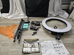 Ivisii 19 IR-45 Ring Light With Stand Phone Holder + C920X Pro Hd Webcam Log. Fixed Price $200.00.