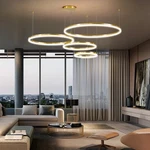 4 Rings Gold Modern Led Chandelier, Circular Dimmable Pendant Light With Remo.... Fixed Price $312.99.