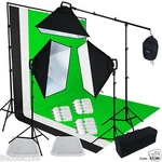Linco Studio 3 Color Muslin Backdrops Video Lighting Boom Kit New CK008. Fixed Price $299.00.