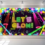Neon Glow Party Backdrop Fabric - Birthday Decorations, Themed Background, 5.9 X. Fixed Price $23.63.